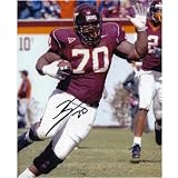 Kevin Lewis Autographed Virginia Tech Hokies (Purple Jersey) 8x10 Photo