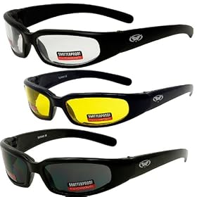 Chicago Foam Padded Sunglasses - Clear/Smoke/Yellow Tint All Three