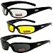 Chicago Foam Padded Sunglasses - Clear/Smoke/Yellow Tint All Three