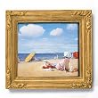 On the Beach, Shinnecock circa 1895 - Gold Frame Magnet with pop-out easel (2-3/4" x 2-1/2")