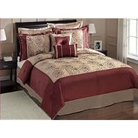 Luxury Home Harlow Queen Comforter Set, Taupe and Cinnamon