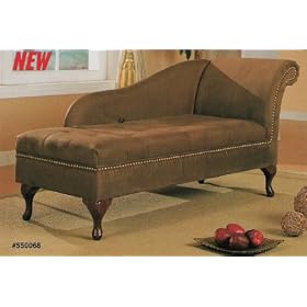 Brown Microfiber Chaise Lounger with Storage Space