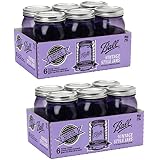 Ball Jar Ball Heritage Collection Pint Jars with Lids and Bands, Purple (Quart-Set of 12, Purple)