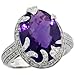 14 Karat Weissgold Grosser Steinen Ring, mit 0.40 Karat Brilliantschliff Diamanten & 12.40 Karat Ovalschliff (17x13mm) Amethyst Stein, (20mm) breit