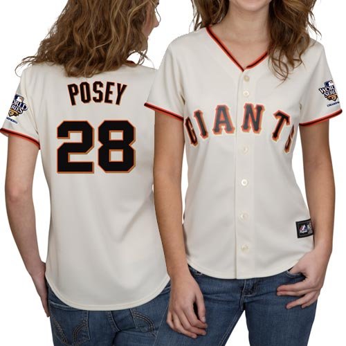 Majestic Buster Posey San Francisco Giants Women's 2010 World Series Champions Jersey-Natural (Medium)