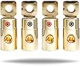 InstallGear 1/0 AWG Gauge Gold Ring Set Screw Battery Ring Terminals (4 Pack)