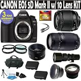 Canon EOS 5D MARK II 10 Lens Deluxe Kit with Tamron 28-80mm f/3.5-5.6 Aspherical Lens & Tamron AF 75-300mm f/4.0-5.6 LD + 500 Telephoto Preset Lens + Canon 50mm 1.8 Lens + 16GB Deluxe Accessory Kit + 3 Year Celltime Warranty