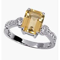 Avon Sterling Silver Genuine Citrine Ring in Gift Box Size 8