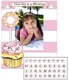 Pink Birthday Blessings Frame with Sticker Set Girl Holds a 4 Inches W X 6 Inches H Photo, 2 Pieces Per Package