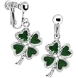 Jeweled Heart Shamrock Clip On Earrings