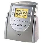 Timex T309 Triple Alarm Clock Radio with Chimes, Nature Sounds, Precise Digital Tuning, 18 Preset Stations & Custom 1 Touch Alarm Settings for Full Week, Work Week or Weekend - Color Titanium