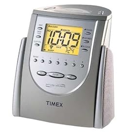 Timex T309 Triple Alarm Clock Radio with Chimes, Nature Sounds, Precise Digital Tuning, 18 Preset Stations & Custom 1 Touch Alarm Settings for Full Week, Work Week or Weekend - Color Titanium