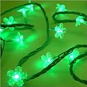 FL-684 | 5.6M GREEN LED SNOWFLAKE FAIRY LIGHTS | 56 GREEN LED BULBS | HOME & TREE CHRISTMAS DECORATIONS | GREAT VALUE FOR MONEY
