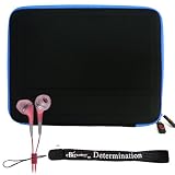 Premium Durable Slim Hard Nylon Cube Case for Apple iPad 16GB, 32GB, 64GB Wi-Fi and WiFi + 3G + Includes a 4-inch eBigValue (TM) Determination Hand Strap + Fashion Earbud Headset Headphones 3.5mm In-Ear Stereo ( PINK )