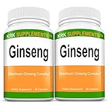 2 Bottles Ginseng 1000mg Per Serving Panax Ginseng Eleutherococcus Senticosus Extract Korean Ginseng 180 Total Capsules KRK Supplements