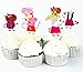 Yunko 24 Pcs Cute Peppa Pig Theme Party Decorative Cupcake Topper Kids Birthday Party Baby Shower Favors