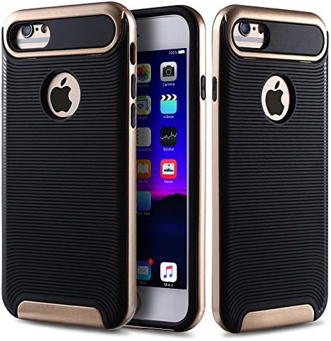 iPhone 6S Case,(Wavelength Series) Anti-slip Shockproof Textured Pattern Grip Cover Defender Dual Protection for Apple iPhone 6/6s [Gold]
