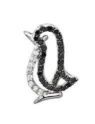 0.25 Carat (ctw) 10K White Gold Round Black and White Diamond Ladies Penguin Pendant 1/4 CT