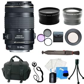 Canon EF 70-300mm f/4-5.6 IS USM Lens for Canon EOS SLR Cameras + 5 Lens Premium Accessory Kit For Canon EOS Rebel T1i(500D), T2i(550D), T3, T3i(600D) DSLR Camera