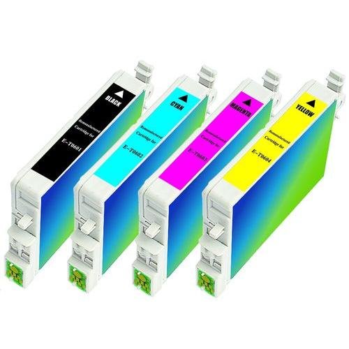 Remanufactured Ink Cartridges Replacement For T060,T0601,T060120 (Black, Cyan, Magenta, Yellow 4-Pack)