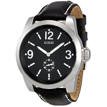 Indovina - W10248G1 - Zoom - Uomo Orologio - analogico al quarzo - Quadrante Argento - cinturino in pelle nera Guess - W10248G1 - Zoom - Montre Homme - Quartz Analogique - Cadran Argent - Bracelet Cuir Noir