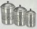 Set 3 Antique Embossed Pewter Canisters 5.5Qt/4Qt/3Qt