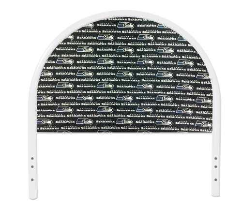 New Twin Size Children's Youth White Metal Headboard with Custom Seattle Seahawks NFL Upholstered Headboard