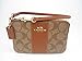 Coach Signature Coated Canves Leather trim Small Wristlet Khaki Saddle