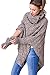 WozWoz Women's Polo Neck Knit Poncho Cape + Arm Warmer Fingerless Gloves (Brown)