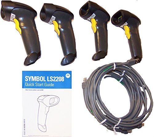 Lot 4 Zebra Motorola Symbol LS2208 Barcode Scanner with USB Cable (Black)