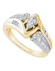 0.50CTW DIAMOND 0.25 CT CENTER MARQUISE BRIDAL RING