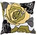 Pillow Perfect Flocked Floral Decorative Square Toss Pillow, 16-1/2-Inch, Yellow/Black