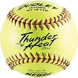 Dudley NFHS Thunder Heat Leather 12-Inch Yellow Fast Pitch Softball, .47/375-Pounds, Red Stitch(Pack of 12)