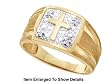 Nice Men's Genuine Gold and Diamond Accented Cross Ring