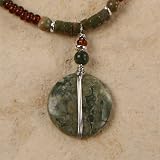 Jasper Silver Wire Wrapped Pendant Necklace