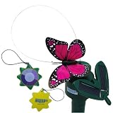 HQRP Pink Solar Powered Flying Fluttering Monarch Butterfly for Garden Plants Flowers plus HQRP UV Chain / UV Radiation Health Tester
