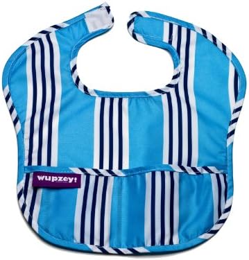 Wupzey Waterproof Food Catcher Bib, Blue Stripe, Beginner