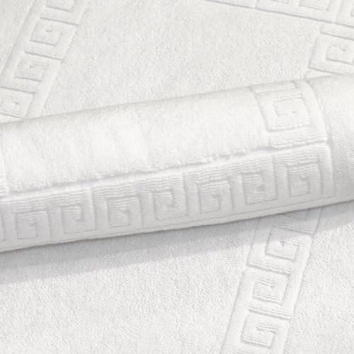 Luxury Hotel / Spa Collection - 4 piece Terry Bath Rug Set (Authentic Greek Key Design), 100% Genuine Turkish Cotton