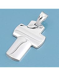 Sterling Silver Elegant Cross Pendant Italian Christian Charm Solid 925 New 24mm with 0.8mm Snake Chain