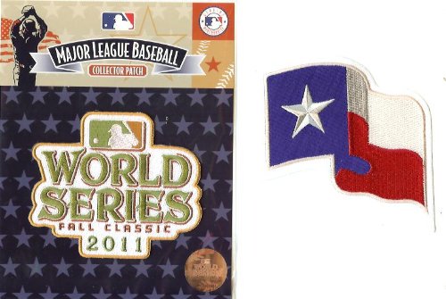 2 Patch Combo - 2011 World Series + Texas Rangers Flag Patch - Official MLB Licensed