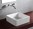 ELANTI 1104 Porcelain White Rounded Corner Square Vessel Sink