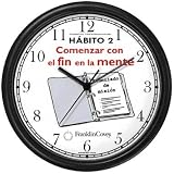 Habit 2 - Begin with the End in Mind (Spanish Text) - Wall Clock from THE 7 HABITS - CLOCK COLLECTION by WatchBuddy Timepieces (Slate Blue Frame)