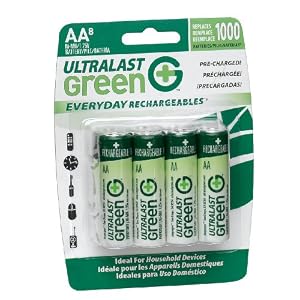UltraLast Green Everyday Precharged NiMH AA Batteries 8-Pack
