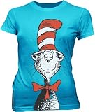 Dr. Seuss Oversized Cat in the Hat Turquoise Blue Juniors T-shirt Tee