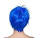 Kalyss Short Straight Women's Blue Flat Bangs Cosplay Party Heat Resistant Full Hair Wigs