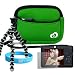 Green Mini Glove Carrying Case for Fuji FinePix Z33WP AX200 Z37 F80EXR Z70 XP10 + Tripod + Screen Protector + Wisdom * Courage Wristband