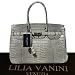 Lilia Vanini Birkin II Croc Patent Leather Flap Tote - White