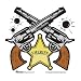 Sheriff Badge with Two Crossed Revolver Guns by Enginehouse 13 - Sticker / Decal