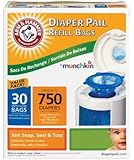 Munchkin Arm & Hammer Diaper Pail Refill Bags - 90 Count Super Savings, Package