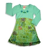 Lipstik - Toddler Girls Long Sleeve Dress, Aqua, Multi